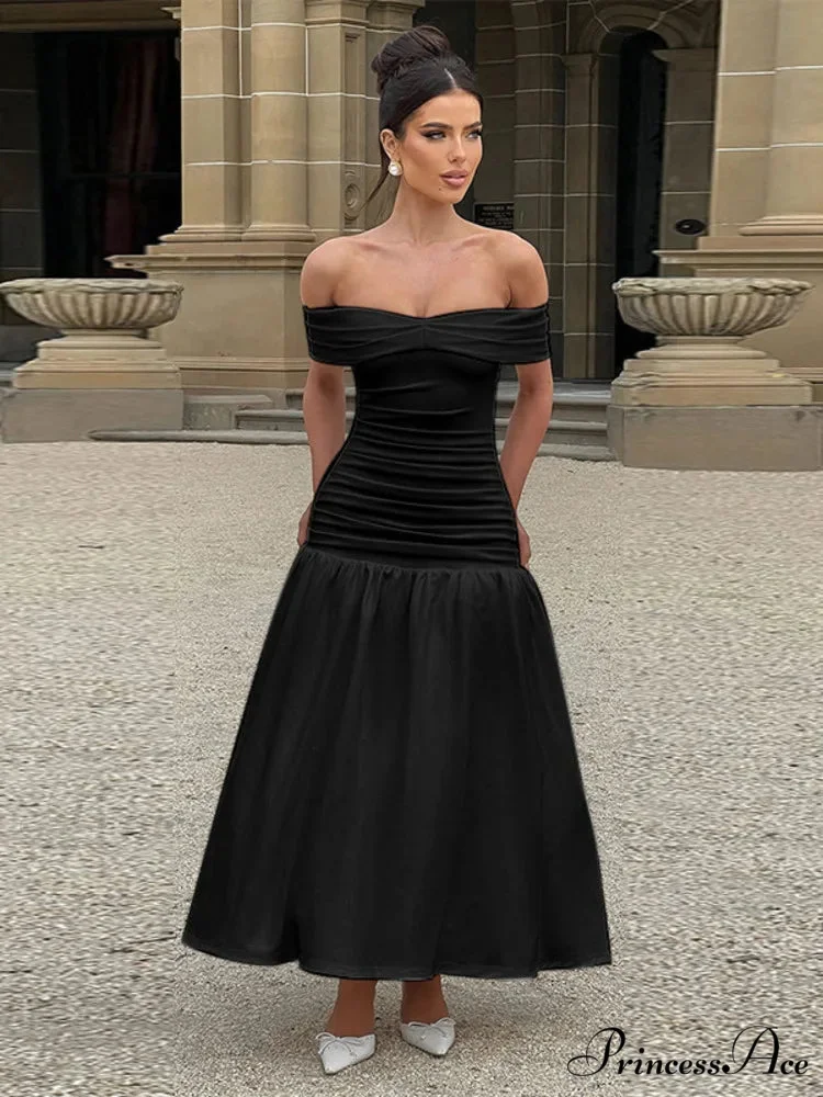 Stylish Folded A-line Maxi Holiday Dress - Image 4