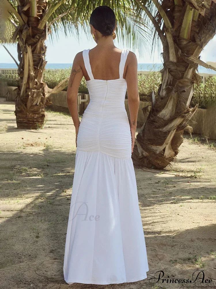 Stylish Folded A-line Maxi Holiday Dress - Image 7