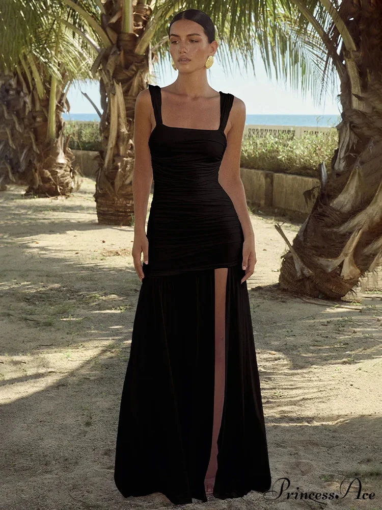 Stylish Folded A-line Maxi Holiday Dress - Image 8
