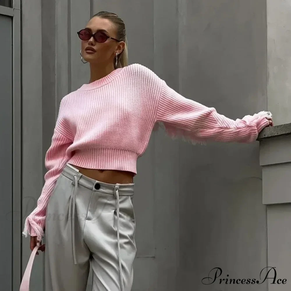 Stylish Fringe Patchwork Pullover Jumper - Image 3