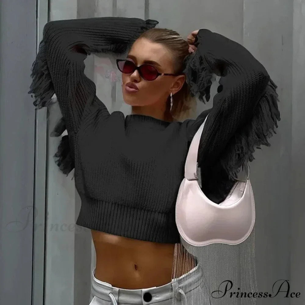 Stylish Fringe Patchwork Pullover Jumper - Image 7