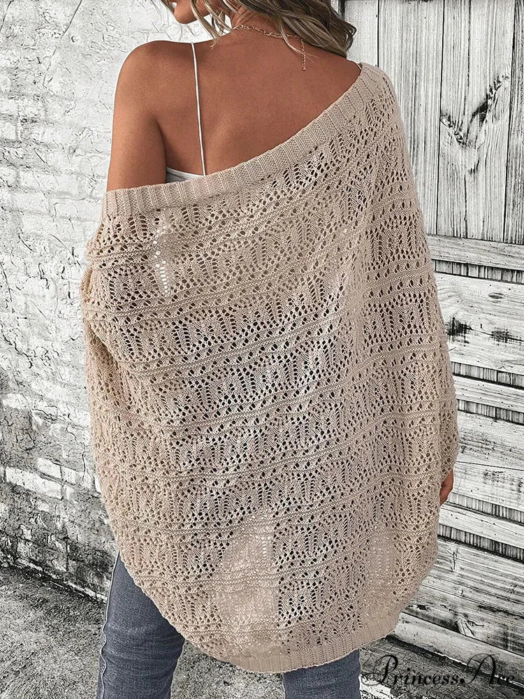 Stylish Front Open Batwing Sleeve Relaxed Knit Cardigan - Image 2