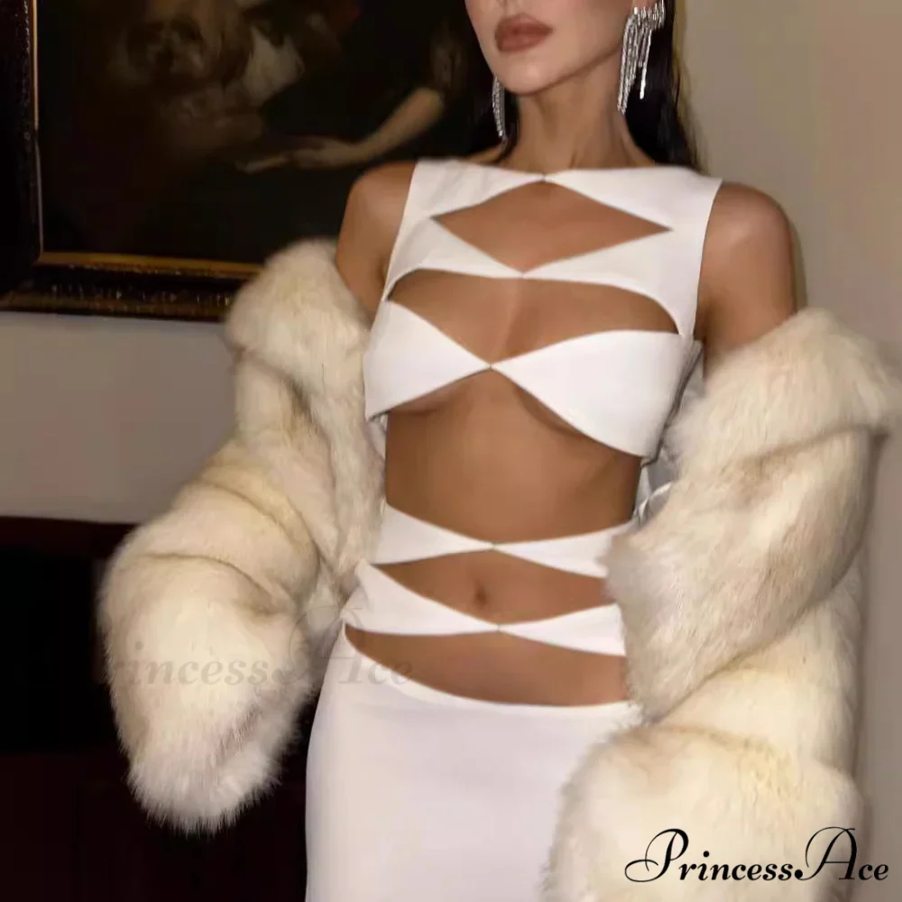 Stylish Hollow-Cut Two-Piece Bandage Dress Celebrity Prom Dress - Image 3