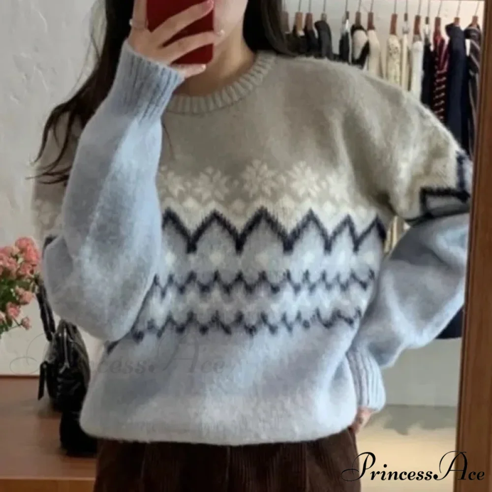 Stylish Informal Patterned Extended Sleeve Jumper - Image 5