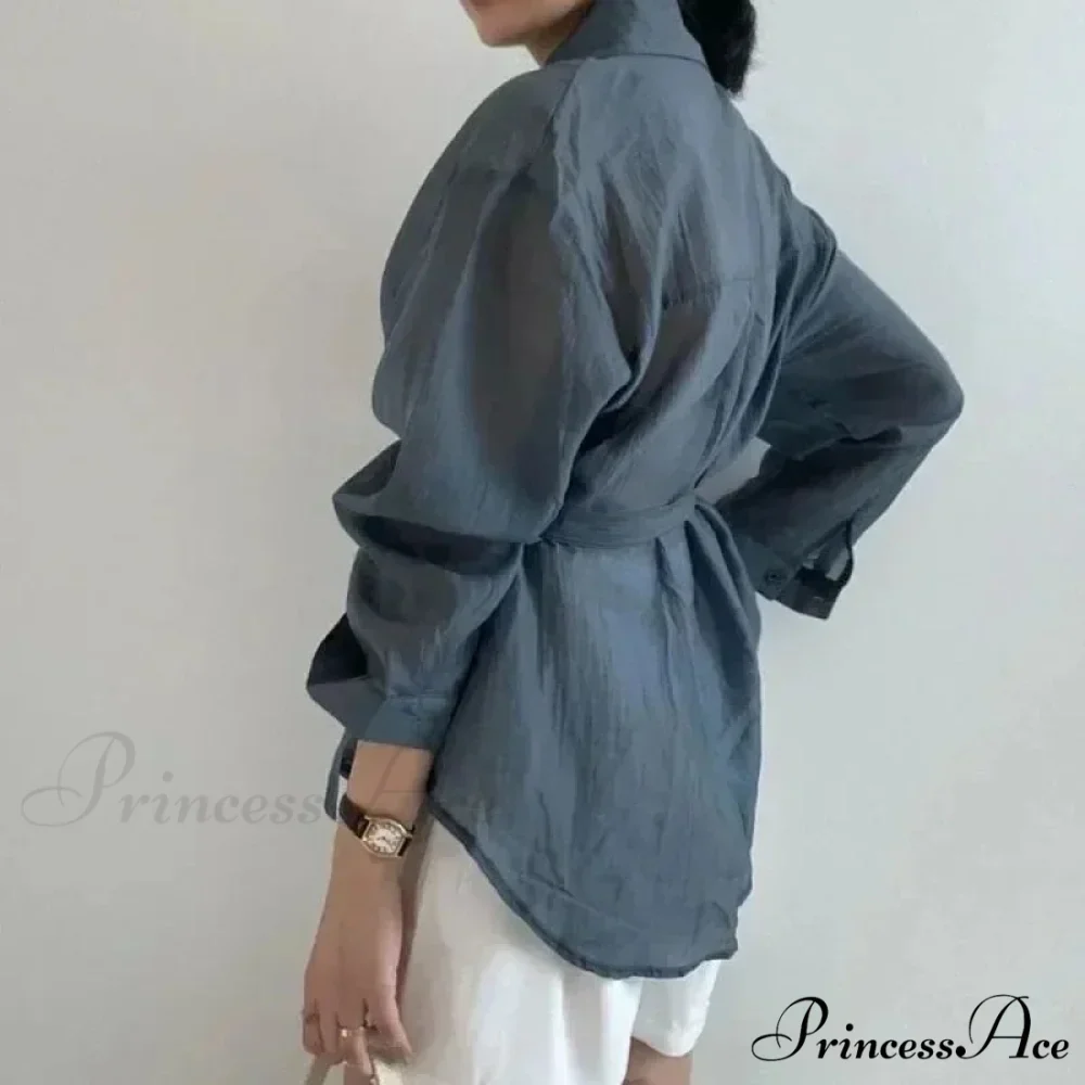 Stylish Long Sleeve Solid Baggy Sun Protection Top - Image 5