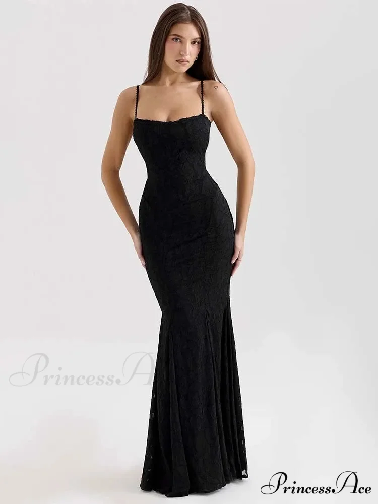 Stylish Maxi Mermaid Spaghetti Strap Holiday Dress - Image 5