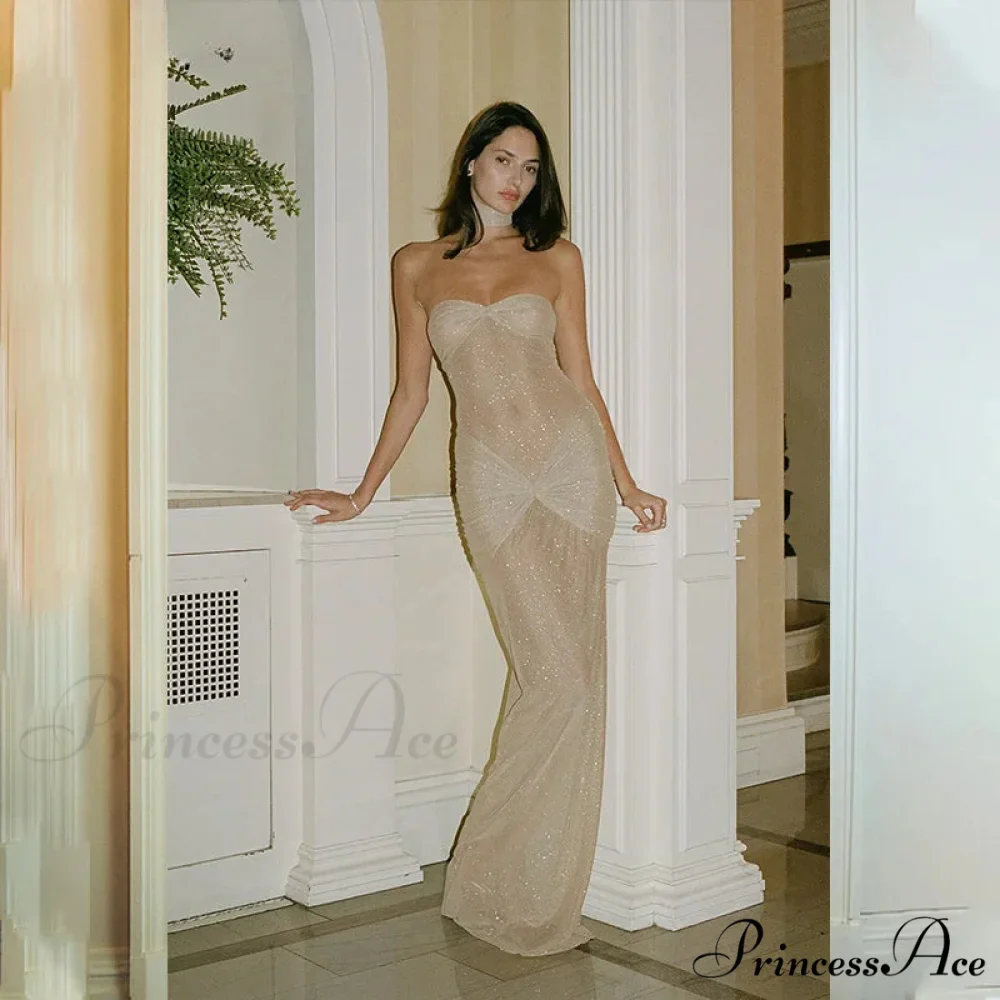 Stylish Off-The-Shoulder Sparkling Mermaid Maxi Dress