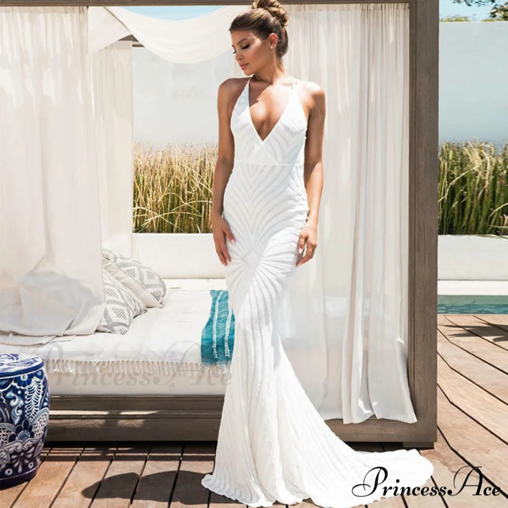 Stylish Open-Backed Lace Sequin Prom Gown - Image 4