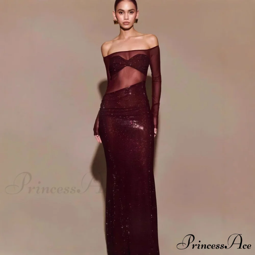 Stylish Single-Shoulder Sparkling Fitted Prom Gown - Image 2