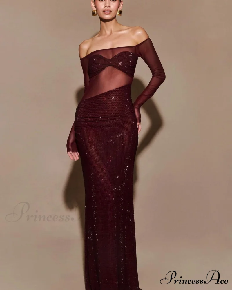 Stylish Single-Shoulder Sparkling Fitted Prom Gown - Image 6