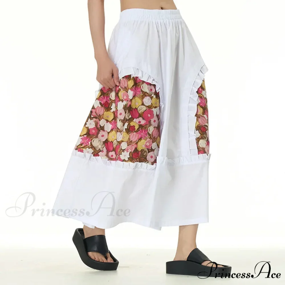 Stylish Skirts All Paired Cotton Romantic Maxi High Waist Frilled - Image 2