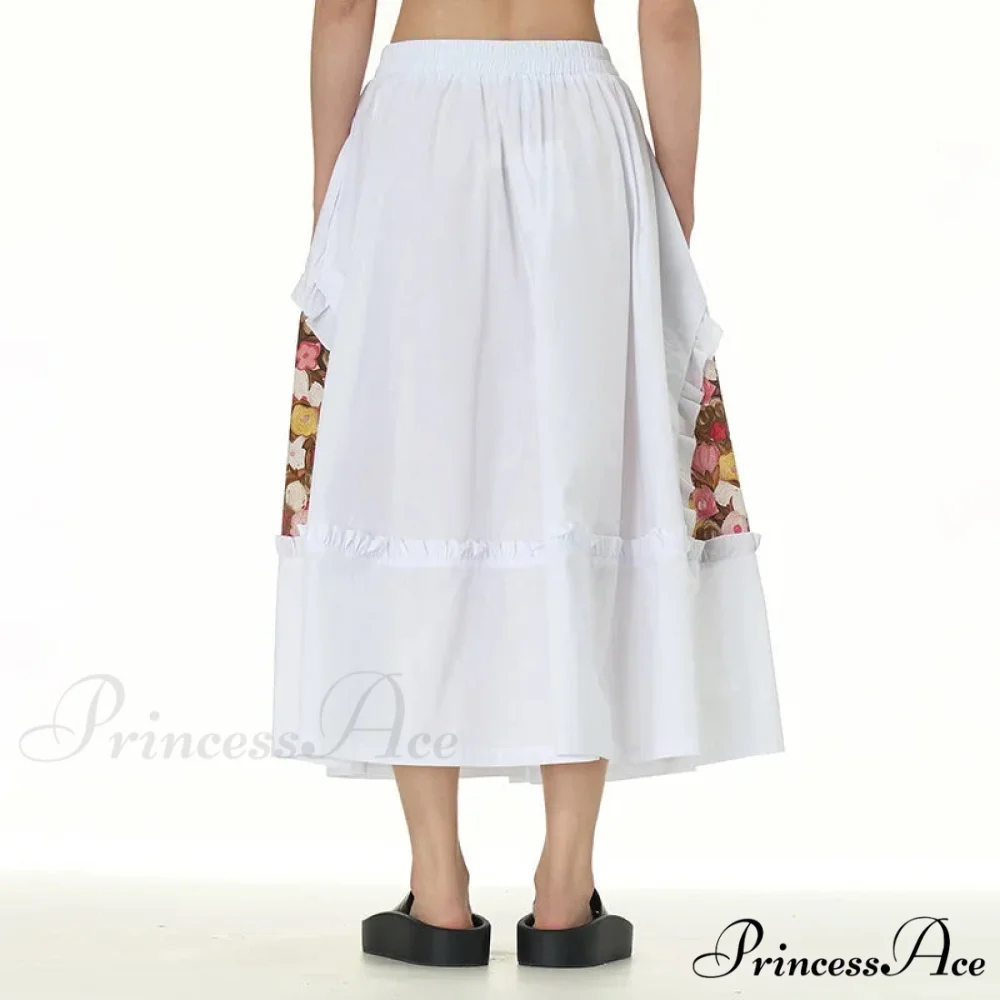 Stylish Skirts All Paired Cotton Romantic Maxi High Waist Frilled - Image 4