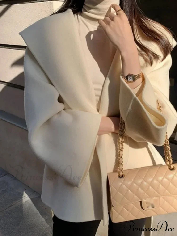 Stylish Tan Woolen Hooded Overcoat - Image 3