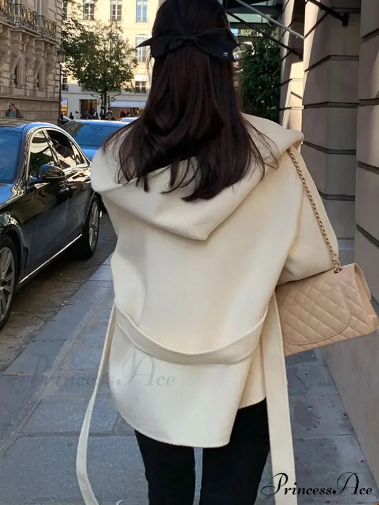 Stylish Tan Woolen Hooded Overcoat - Image 5