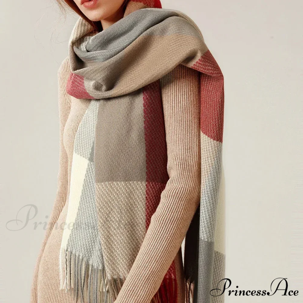 Stylish Tartan Cashmere Winter Scarf - Image 2