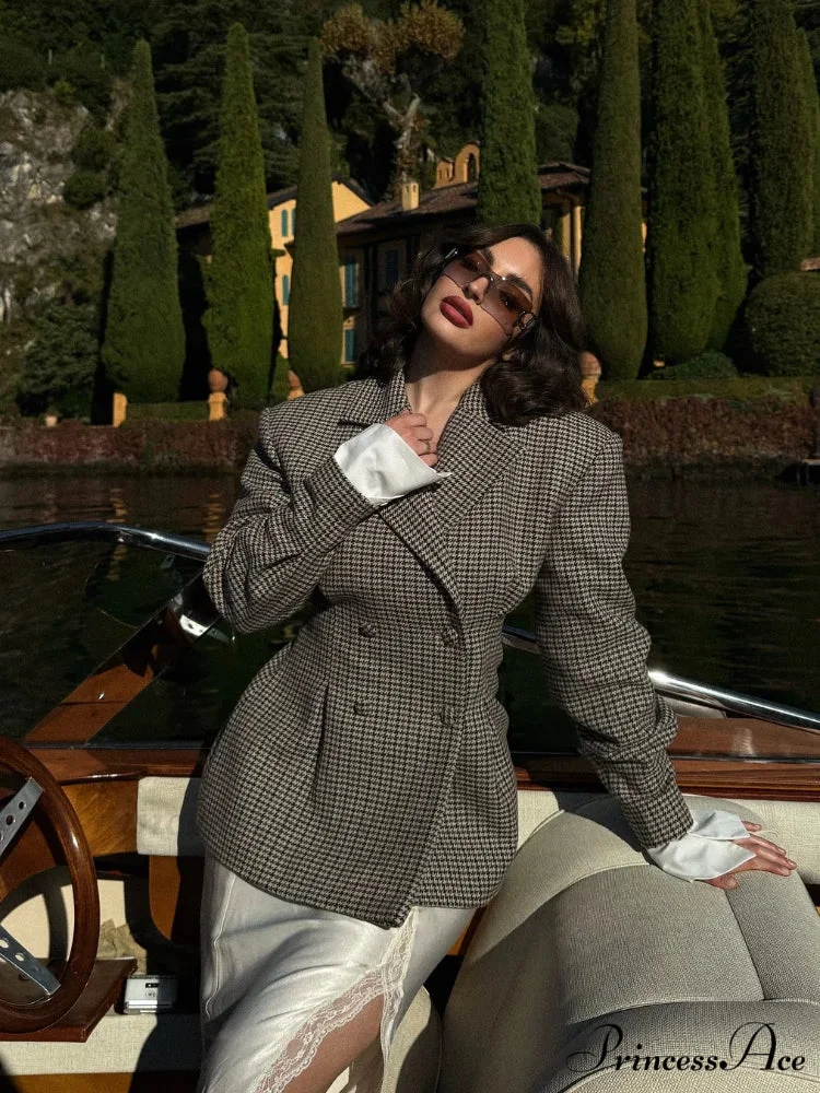 Stylish Tartan Slim Suit Lapel Coat - Image 3