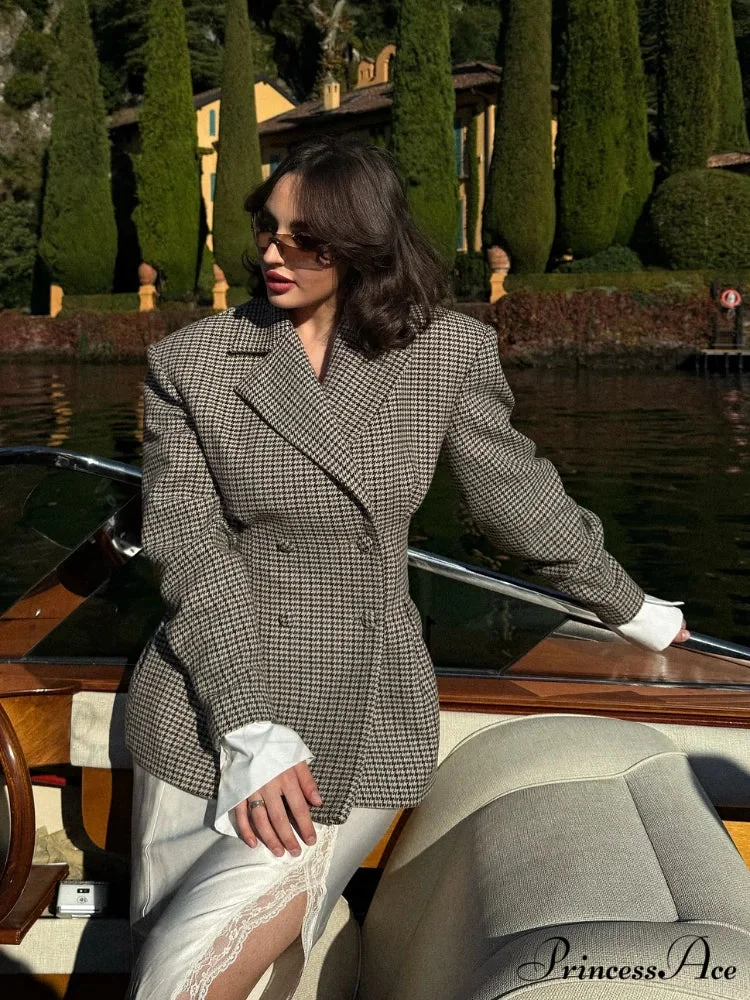 Stylish Tartan Slim Suit Lapel Coat - Image 4
