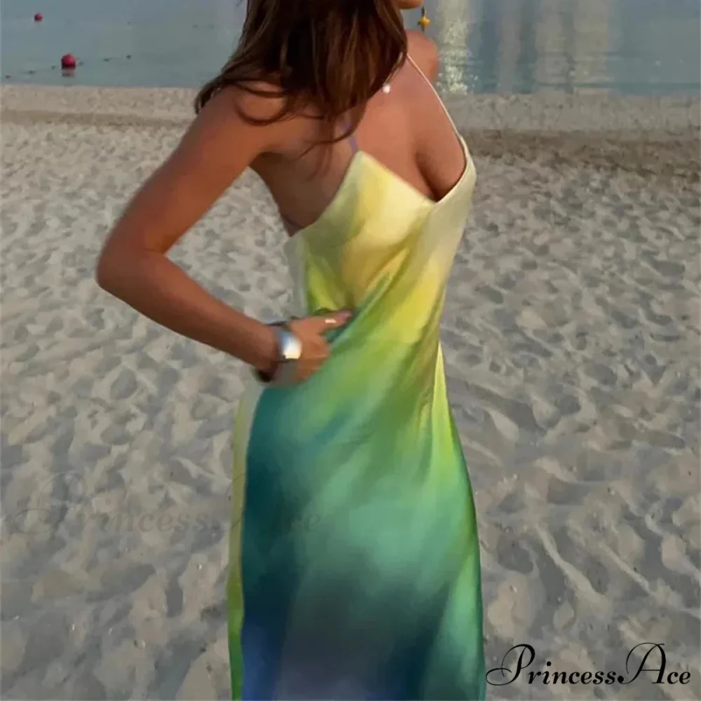Stylish Tie Dye Silk Holiday Dress - Image 2