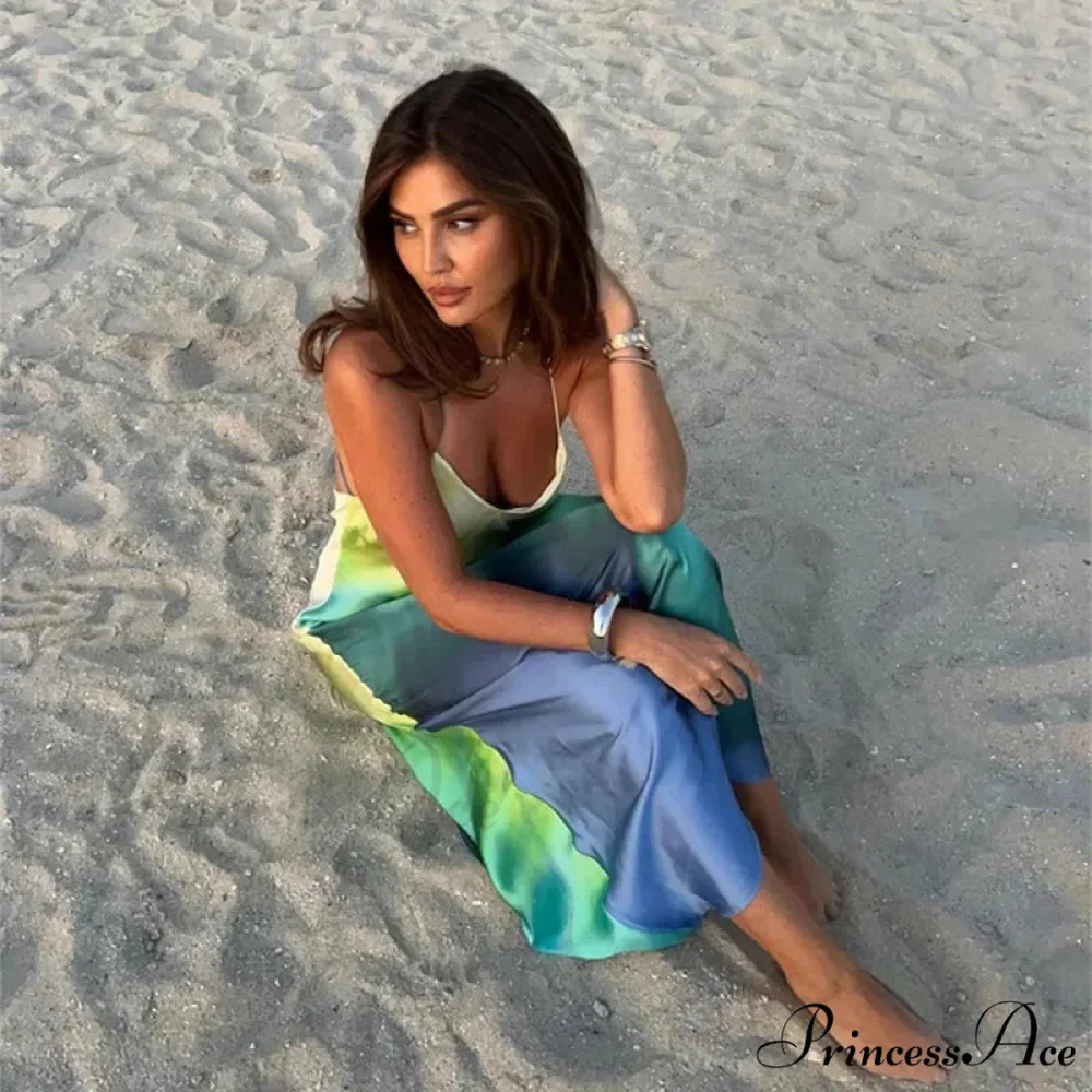 Stylish Tie Dye Silk Holiday Dress - Image 3
