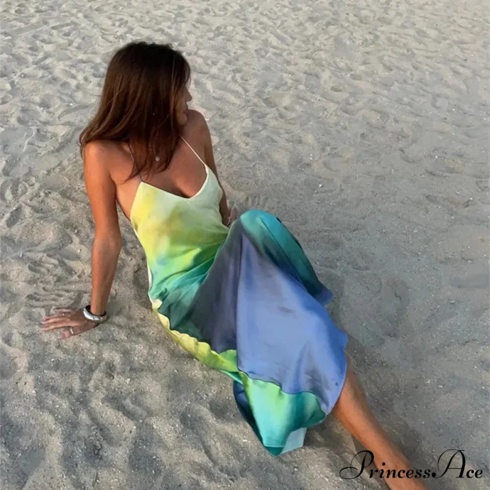 Stylish Tie Dye Silk Holiday Dress - Image 4