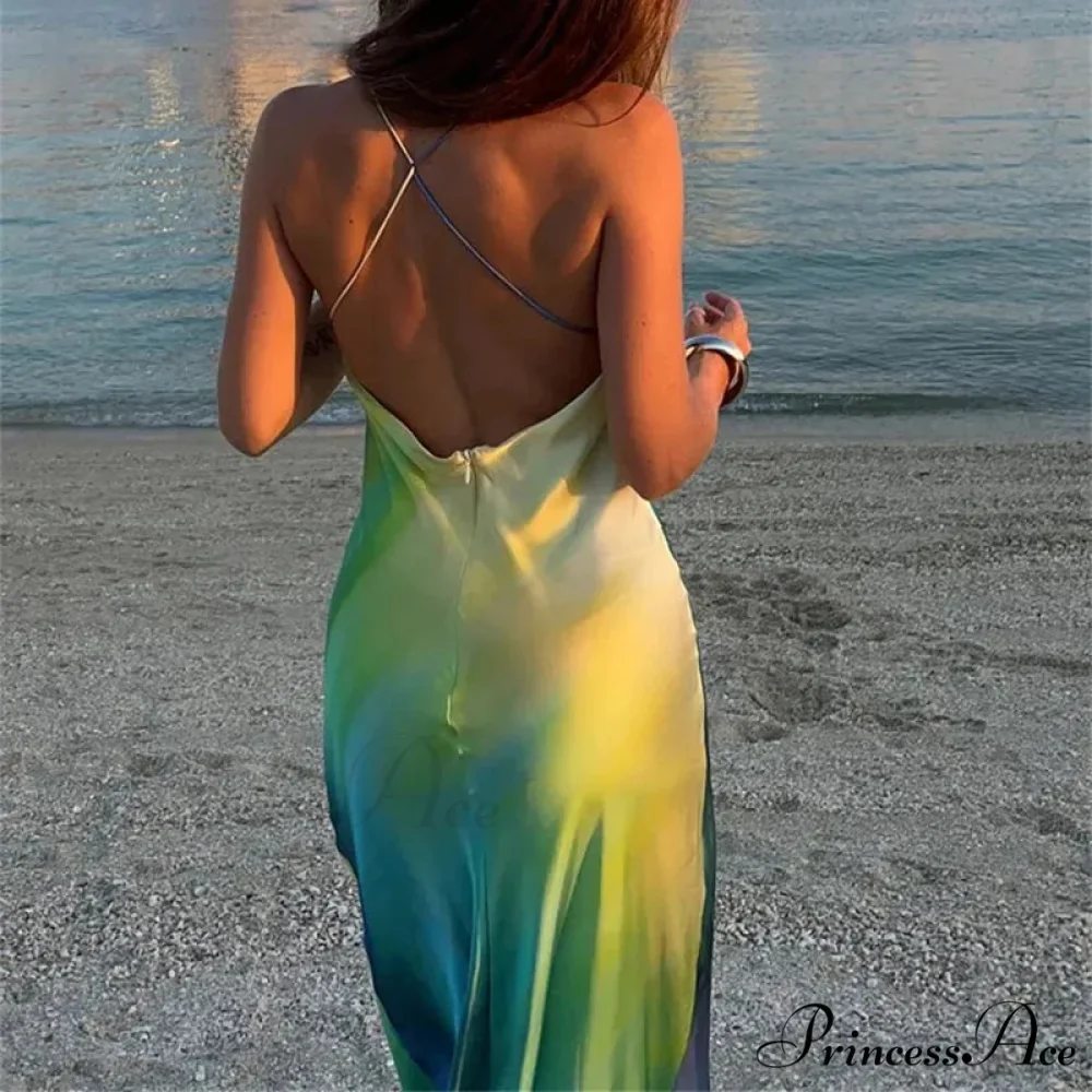 Stylish Tie Dye Silk Holiday Dress - Image 6