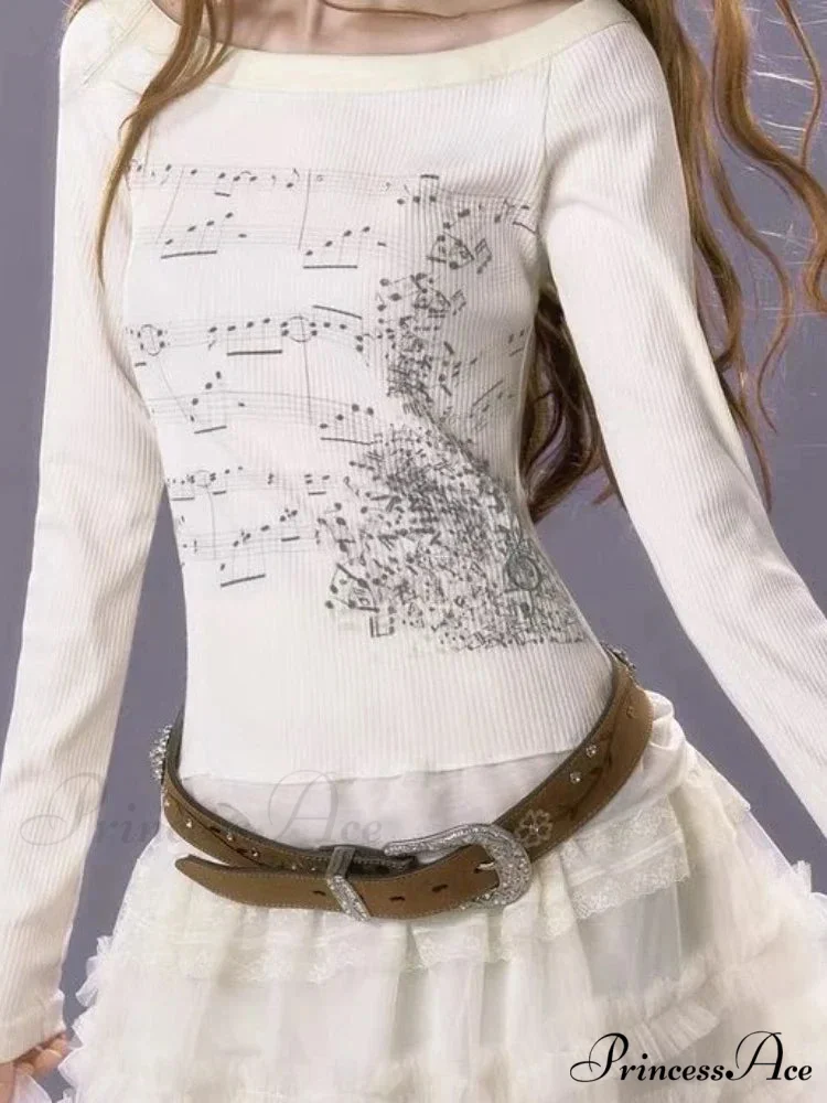 Stylish Trim Fit Versatile Grunge Lace Patch Knit Top - Image 4
