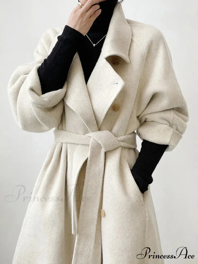 Stylish Turtleneck Wool Cashmere Overcoat - Image 3
