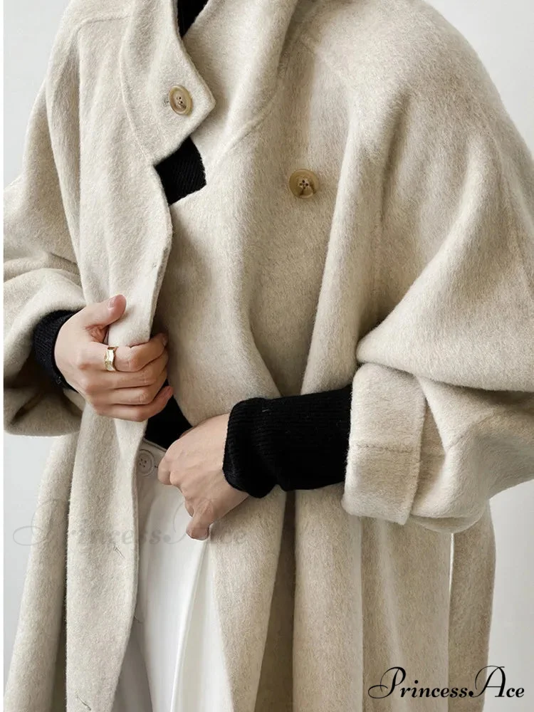 Stylish Turtleneck Wool Cashmere Overcoat - Image 4