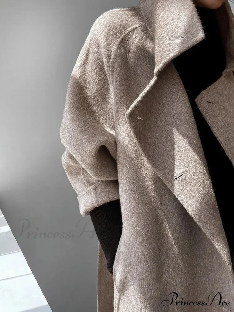 Stylish Turtleneck Wool Cashmere Overcoat - Image 5