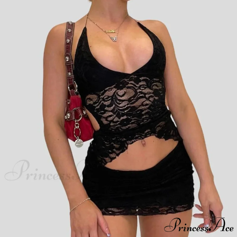 Stylish V Neck Halter Fasten Bandage Crop Top Mini Pencil Skirt Two Pieces Set - Image 4