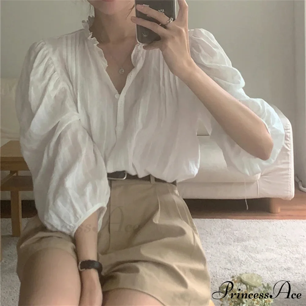 Sugary Balloon Sleeve Generous Retro Blouse - Image 6