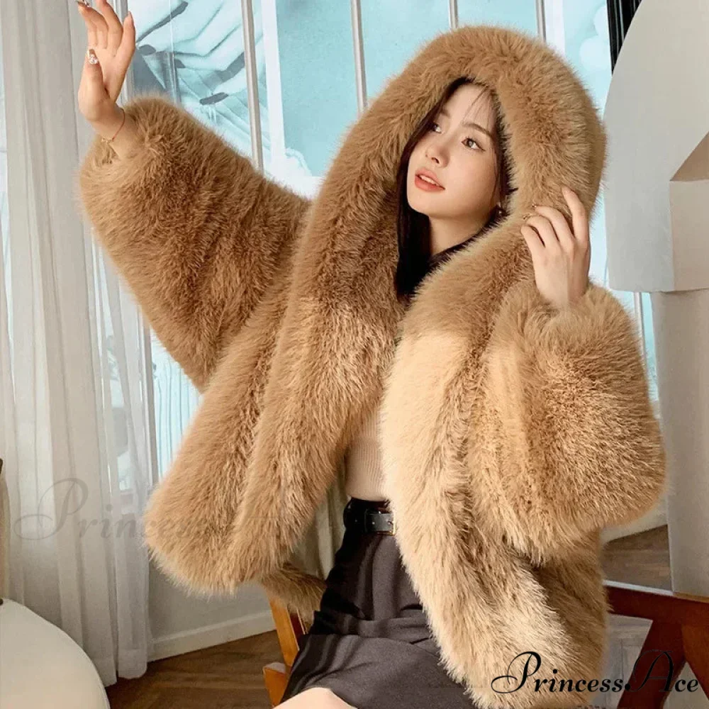 Sustainable Faux Fox Hooded Coat - Image 3
