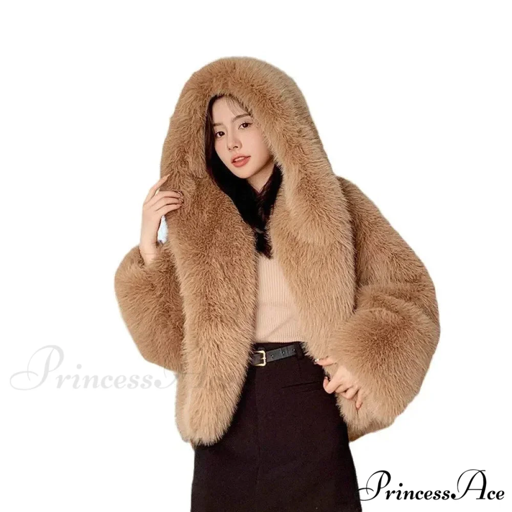 Sustainable Faux Fox Hooded Coat - Image 5