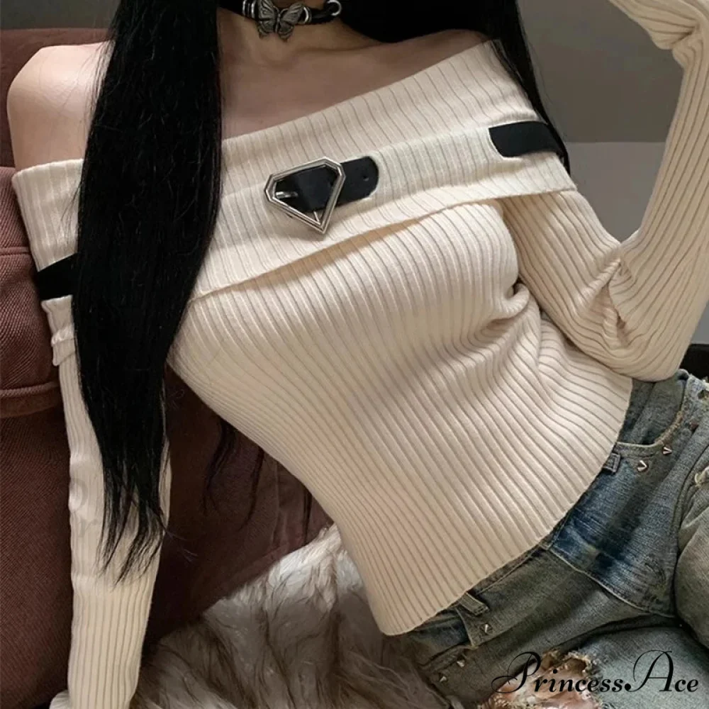Sweet Off Shoulder Ribbed Crop Long Sleeve Slim Fit Knit Top
Modified Title: Charming Off Shoulder Ribbed Crop Long Sleeve Trim Fit Knit Top