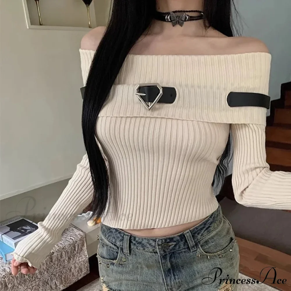 Sweet Off Shoulder Ribbed Crop Long Sleeve Slim Fit Knit Top
Modified Title: Charming Off Shoulder Ribbed Crop Long Sleeve Trim Fit Knit Top - Image 2