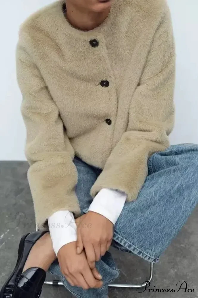 Synthetic Faux Brief Jacket Knitted Sweater - Image 2