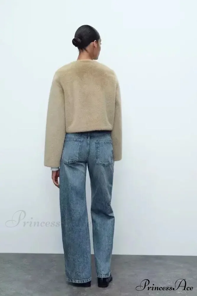 Synthetic Faux Brief Jacket Knitted Sweater - Image 3