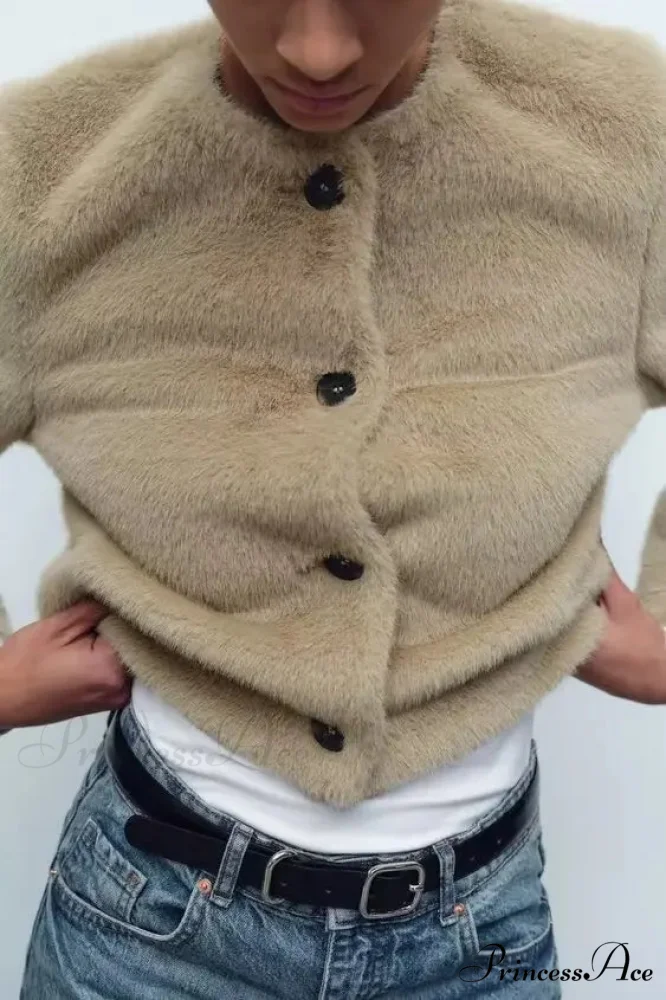 Synthetic Faux Brief Jacket Knitted Sweater - Image 4