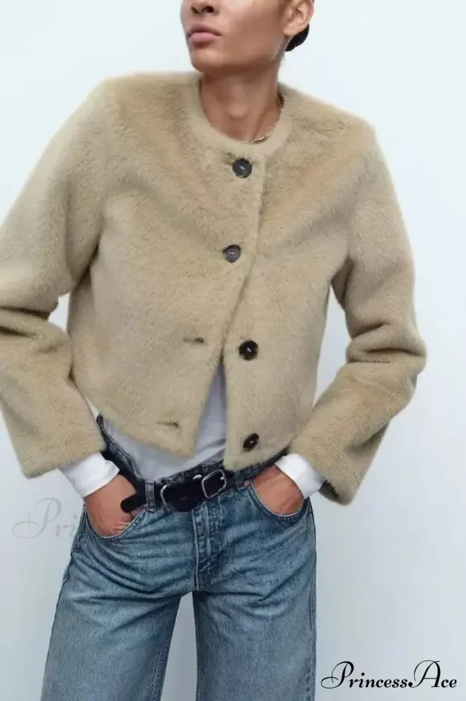 Synthetic Faux Brief Jacket Knitted Sweater - Image 5