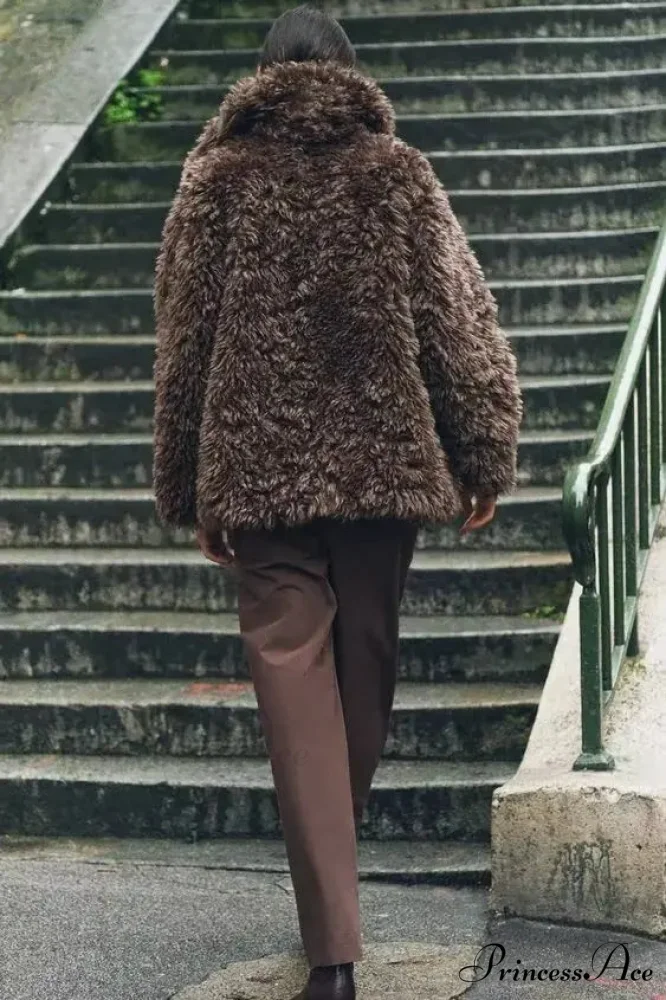 Synthetic Faux Teddy Bear Brief Jacket Sweater - Image 3