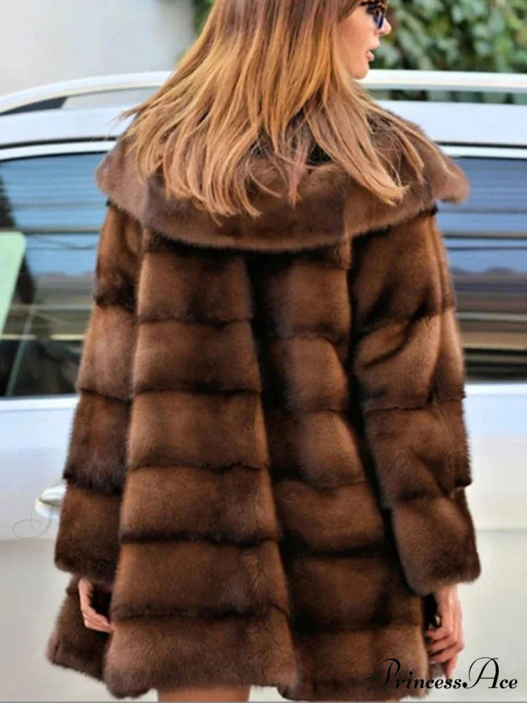 Synthetic Fur Hooded Button Baggy Overcoat - Image 2