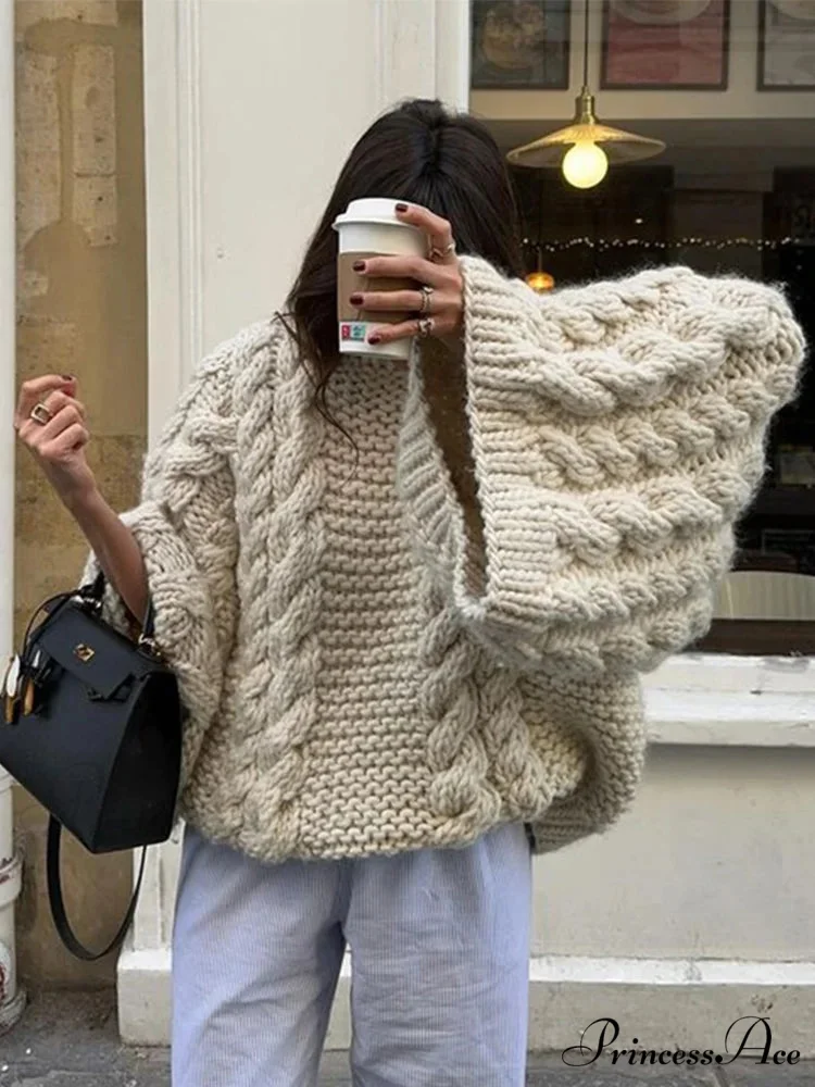 Tall Collar Broad Extended Sleeve Baggy Jumper - Image 3