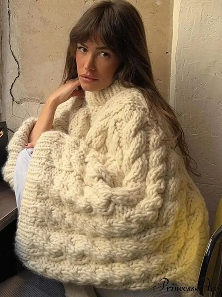 Tall Collar Broad Extended Sleeve Baggy Jumper - Image 4