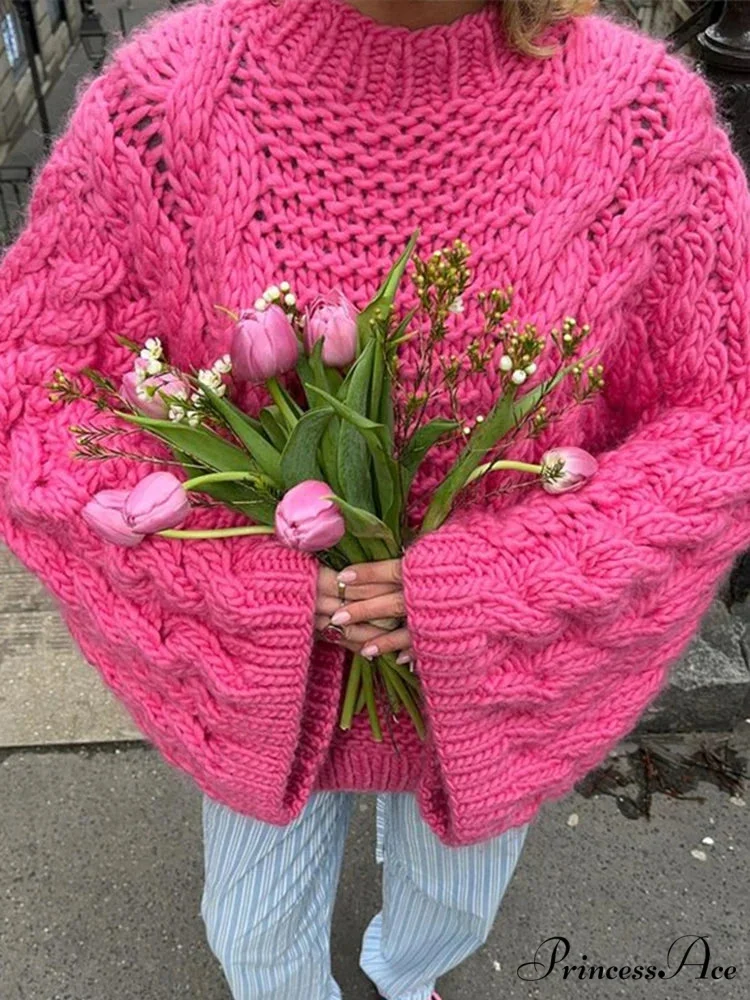Tall Collar Broad Extended Sleeve Baggy Jumper - Image 5