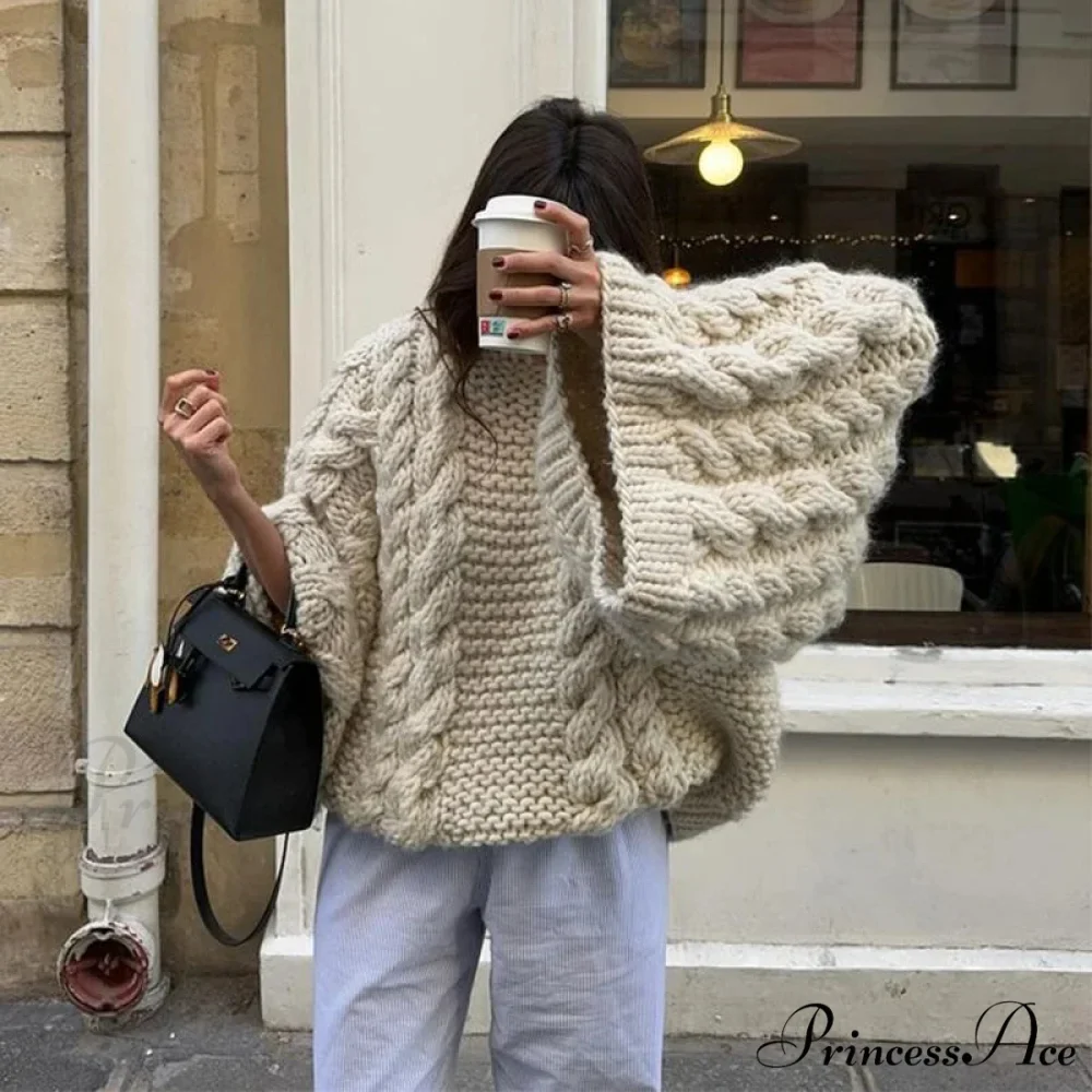 Tall Collar Broad Extended Sleeve Baggy Jumper - Image 7