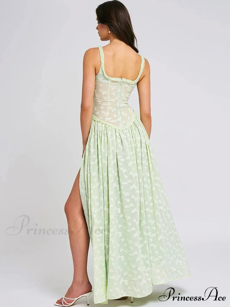 Tall Opening Four-sided Neckline Emerald Holiday Dress - Image 3