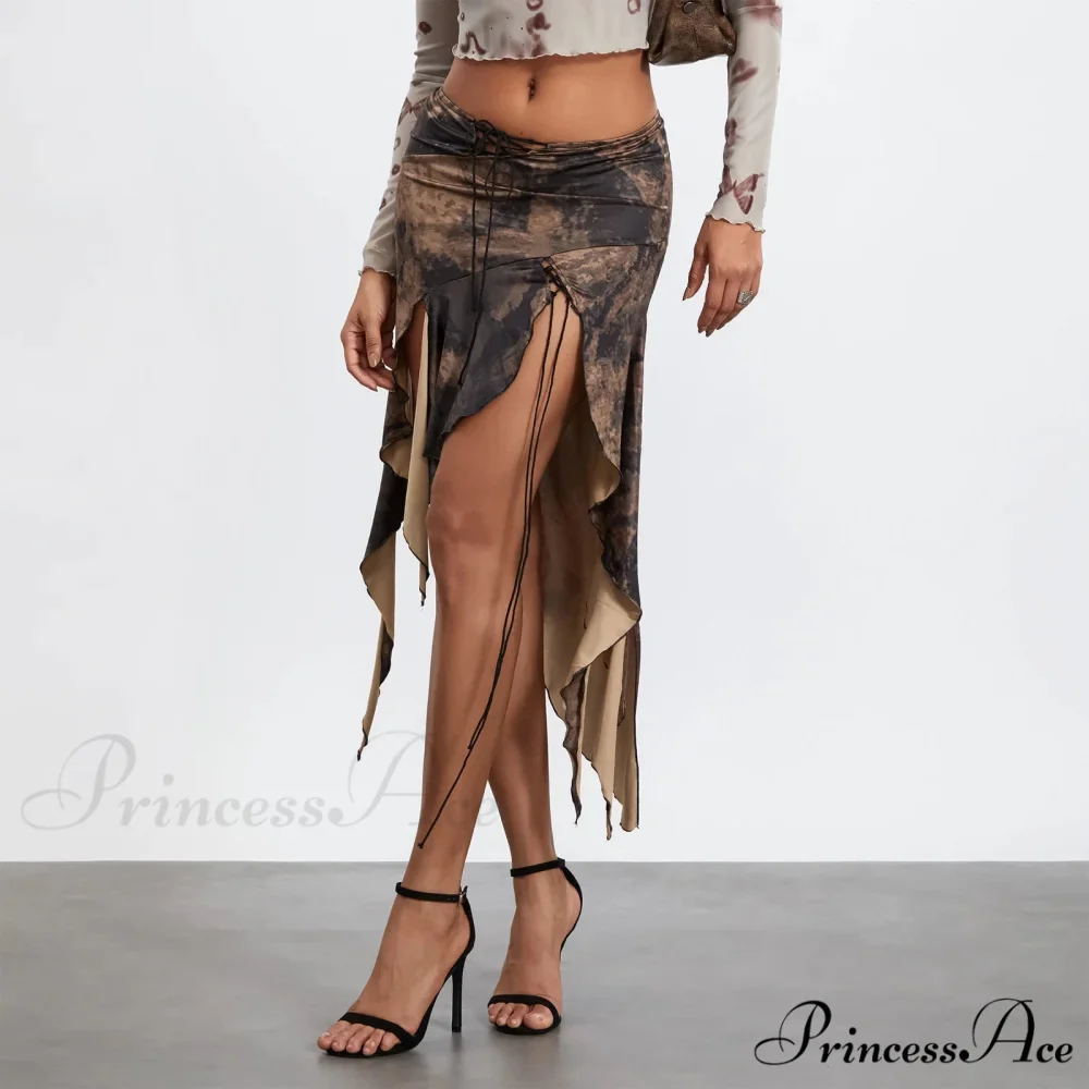 Tall Separated Retro Pattern Skirt - Image 4