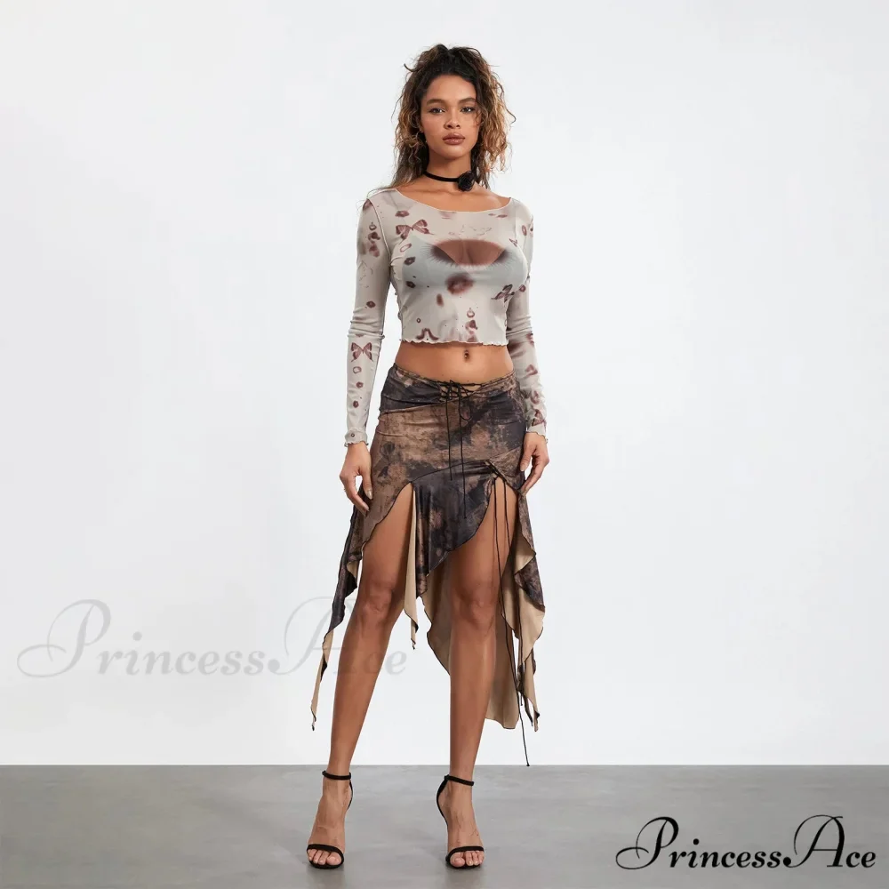 Tall Separated Retro Pattern Skirt - Image 6