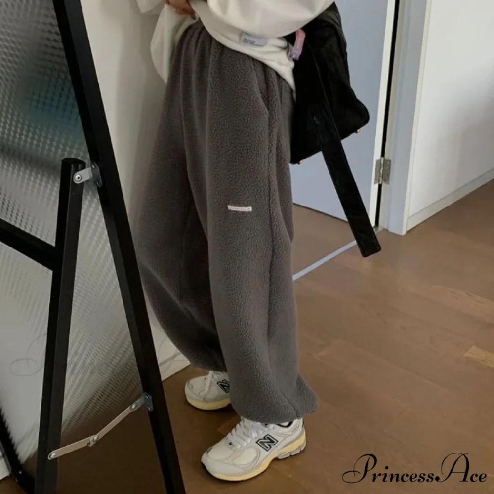 Tall Waist Charcoal Loose Trousers - Image 3