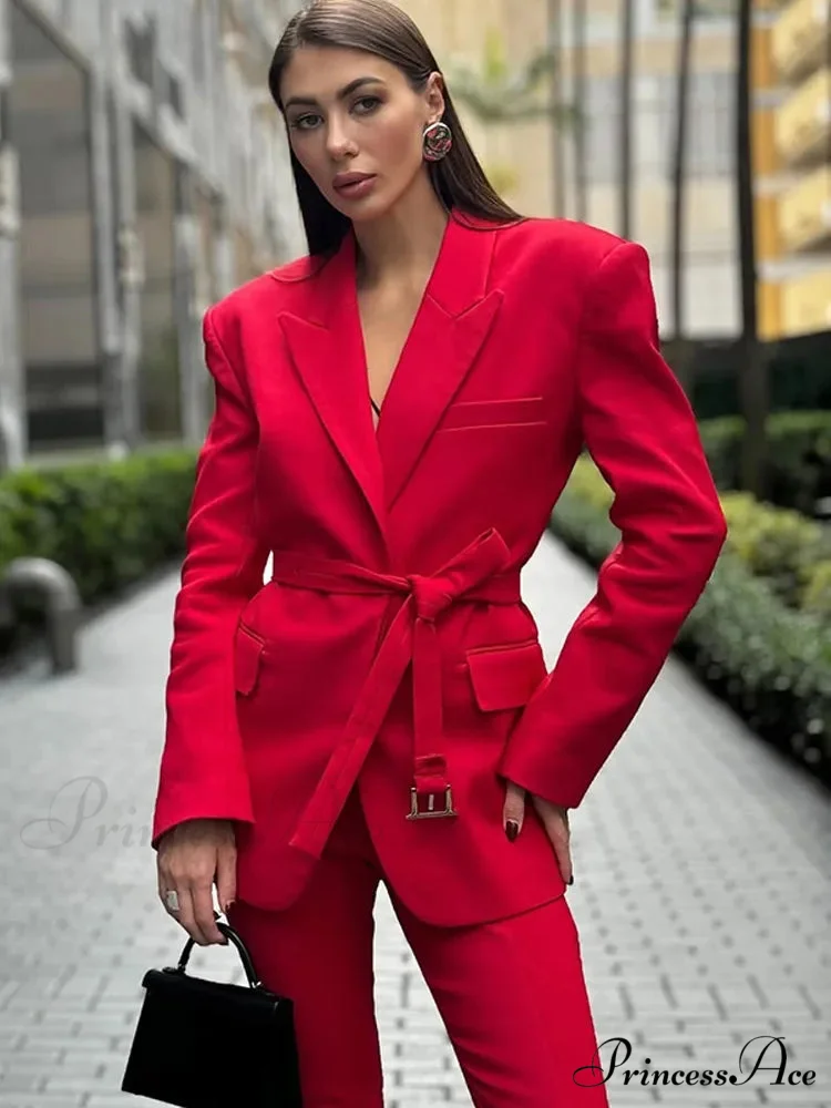 Tall Waist Crimson Collar Suit Coat - Image 4